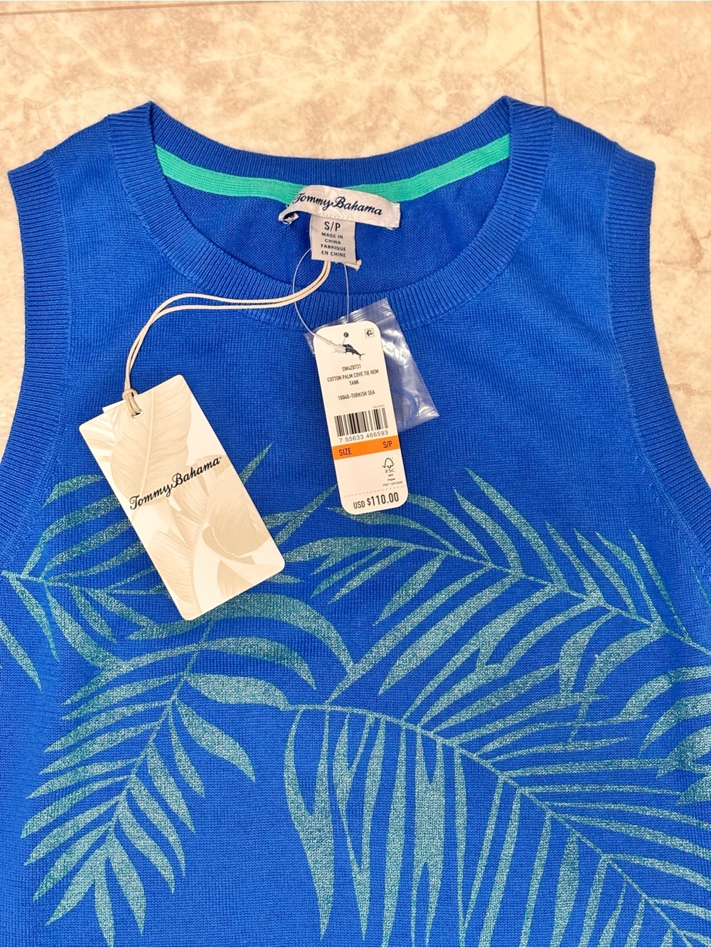 Tommy Bahama NEW WITH TAGS Palm Cove Tie Hem Knit Tank Small - Picture 3 of 8